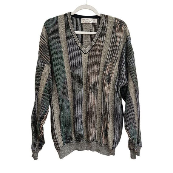 St.Croix Vintage Texture  Knit V-Neck Sweater Size L - Picture 1 of 4